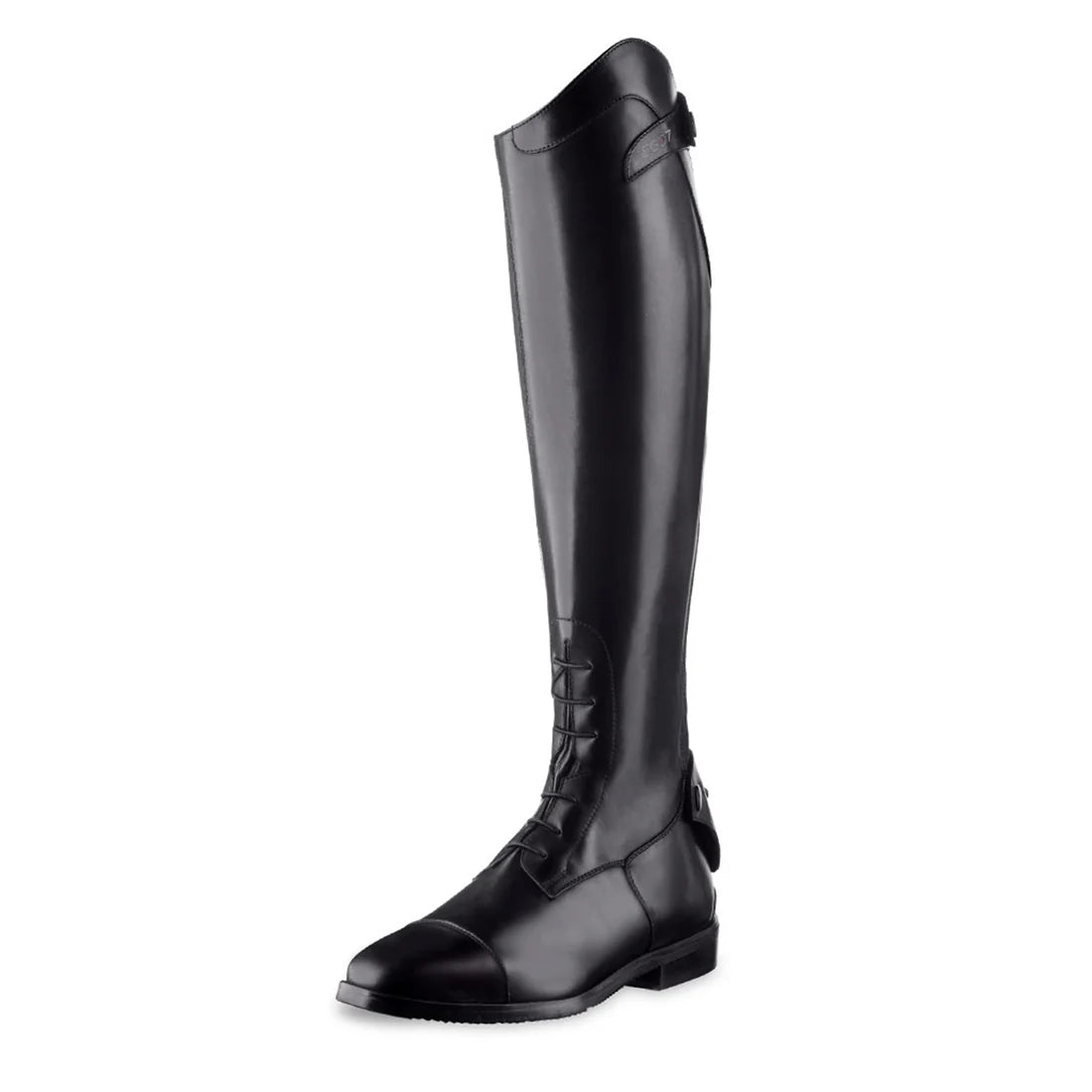 Angled front view of a black Ego 7 Orion Field Boot on a white background
