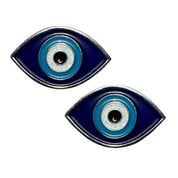 Front view of a pair of Evil Eye Dubois Cheval Number Pin Charm on a white background