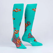 Side views of the Friends With Benefish Sock It To Me Knee High Socks on a plain background