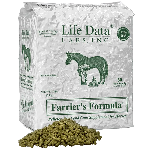Front view of an 11 lb bag of Farrier's Formula Original on a white background