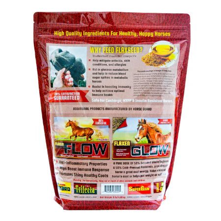 Back view of a bag of Horse Guard Flix Horse Treats on a white background