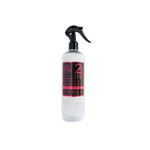View of the 500 ml Watermelon Pony 2 in 1 Detangle & Shine Spray on a white background