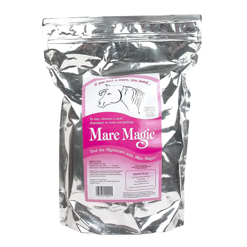 Front view of an 32 oz bag of Mare Magic on a white background