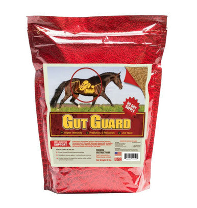 Front view of a 10 lb bag of Equine Gut Guard on a white background