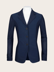 Front view of the navy RJ Classics Girls' Harmony Jr. Mesh Show Coat on a white background
