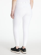 Back view of LeMieux Isabelle Full Seat Breeches in White showing full seat panel and ankle hems