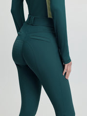 Back view of LeMieux Isabelle Full Seat Breeches in Jungle showing waistband, rear pocket detail, and full seat grip
