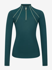 LeMieux Young Rider Airflow Base Layer in Jungle with quarter zip and contrasting shoulder seams