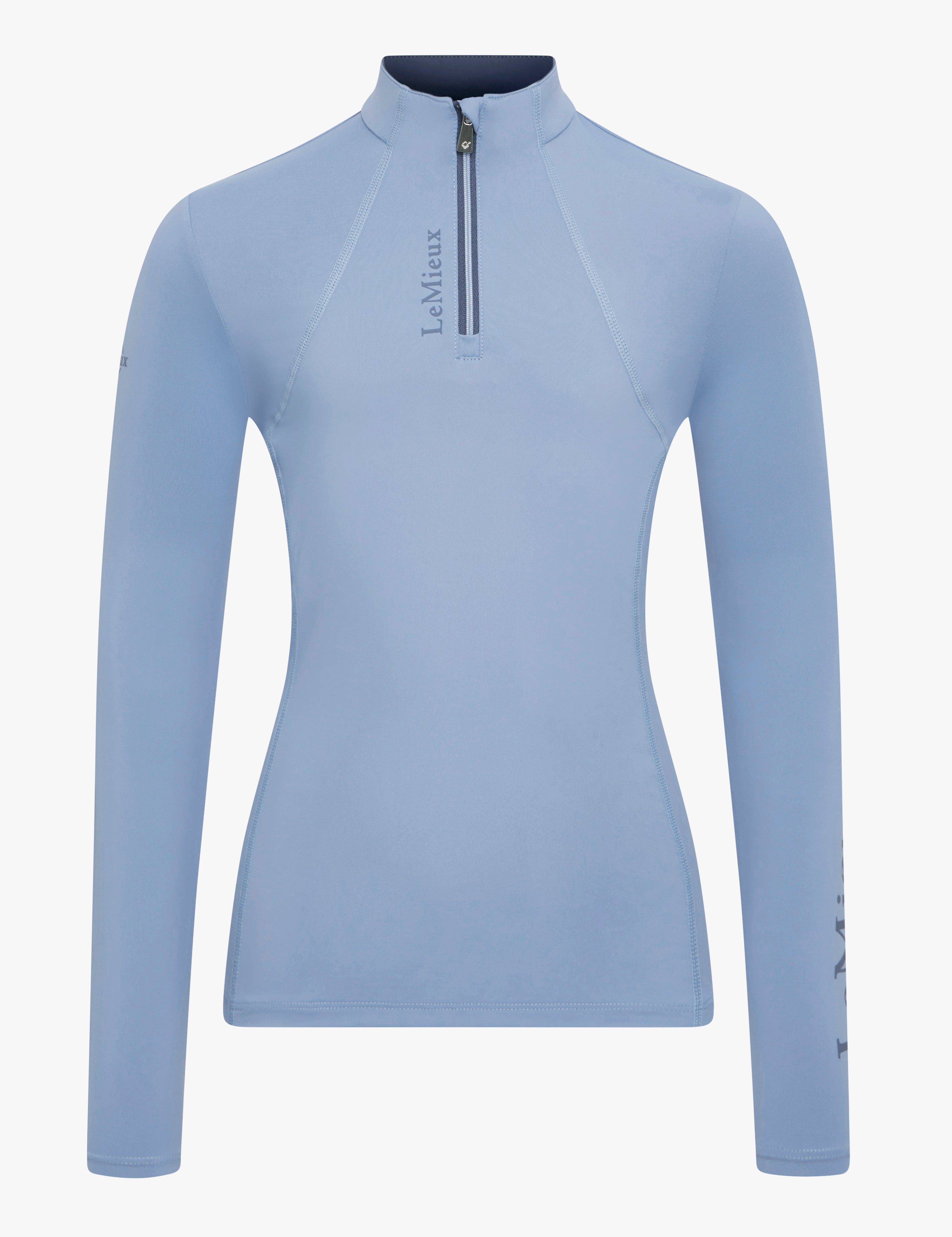 Front view of Powder Blue LeMieux Young Rider Classique Base Layer on a plain background