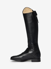 Side view of the LeMieux Junior Interchangeable Riding Boots in Black  showing stitching details