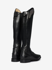 Back view of a pair of LeMieux Junior Interchangeable Riding Boots showing the zipper and gusset along the backside of the boot.