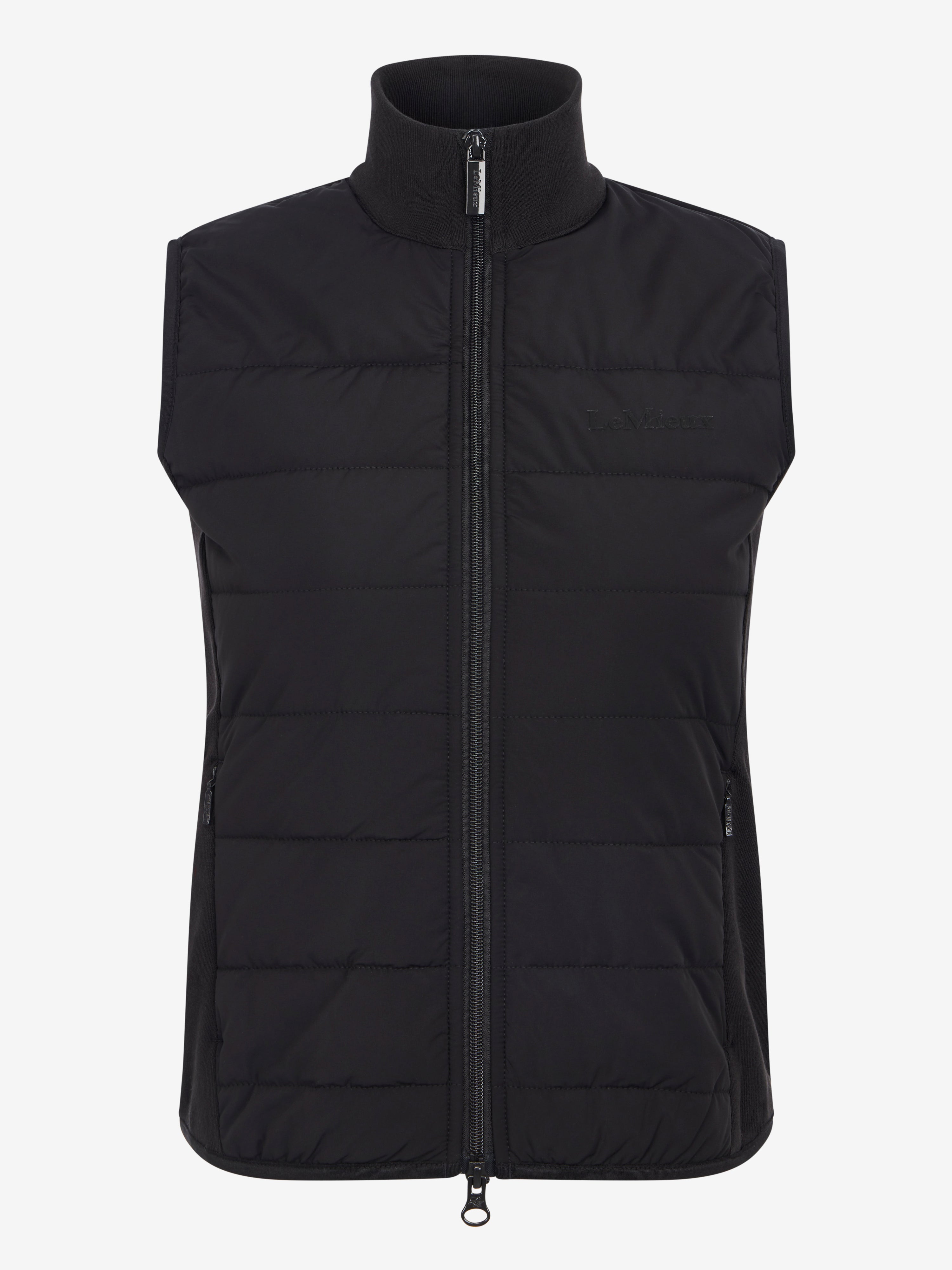 Front view of Black LeMieux Lily Lightweight Gilet on white background