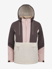 Front view of Wild Rose LeMieux Phoebe Half Zip Waterproof Anorak on a light pink background