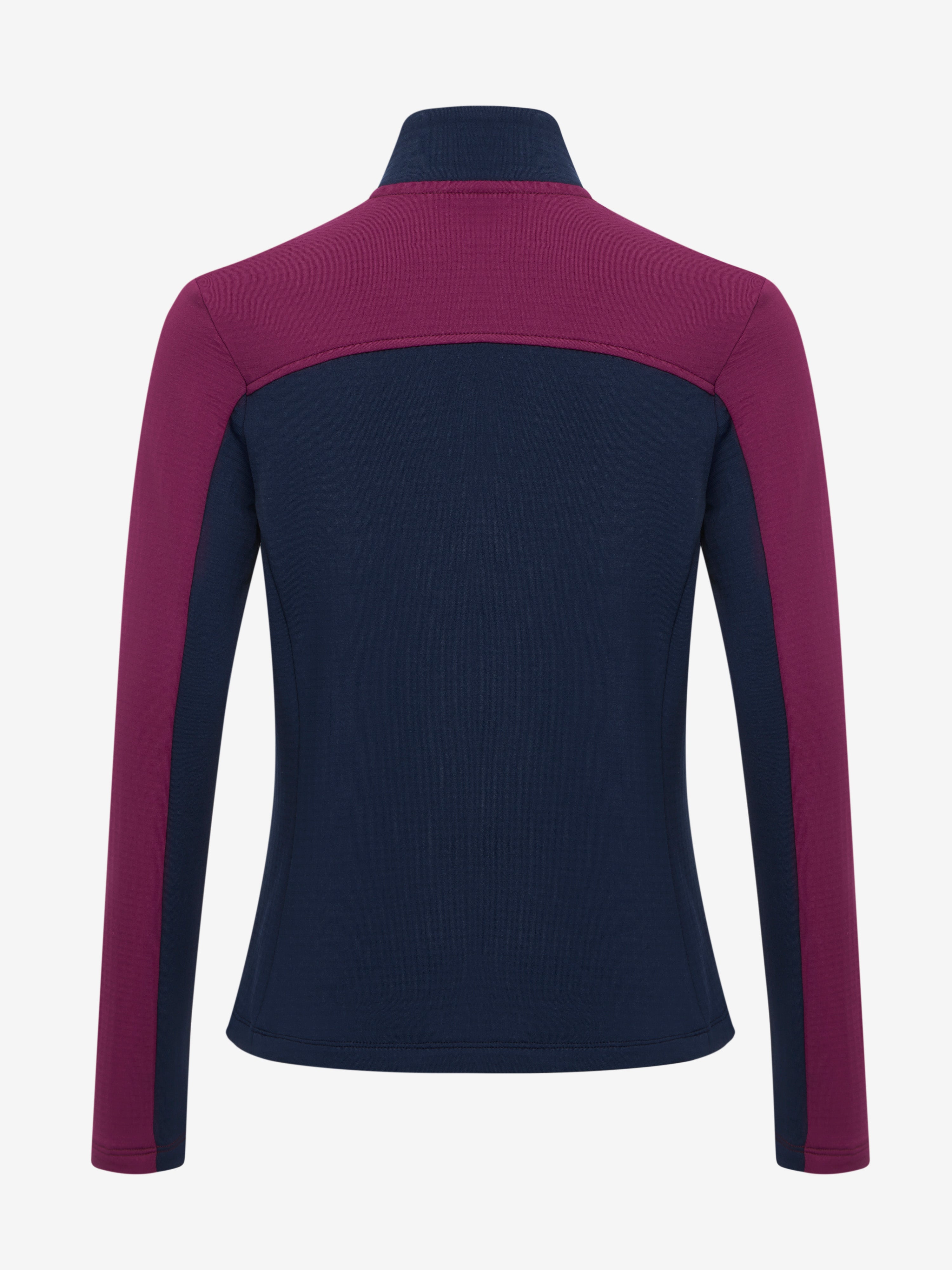 Back view of Blackberry LeMieux Young Rider Bethany Fleece Zip Through on a plain background