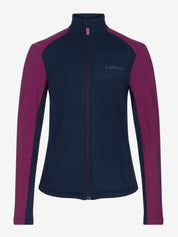 Front view of Blackberry LeMieux Young Rider Bethany Fleece Zip Through on a plain background