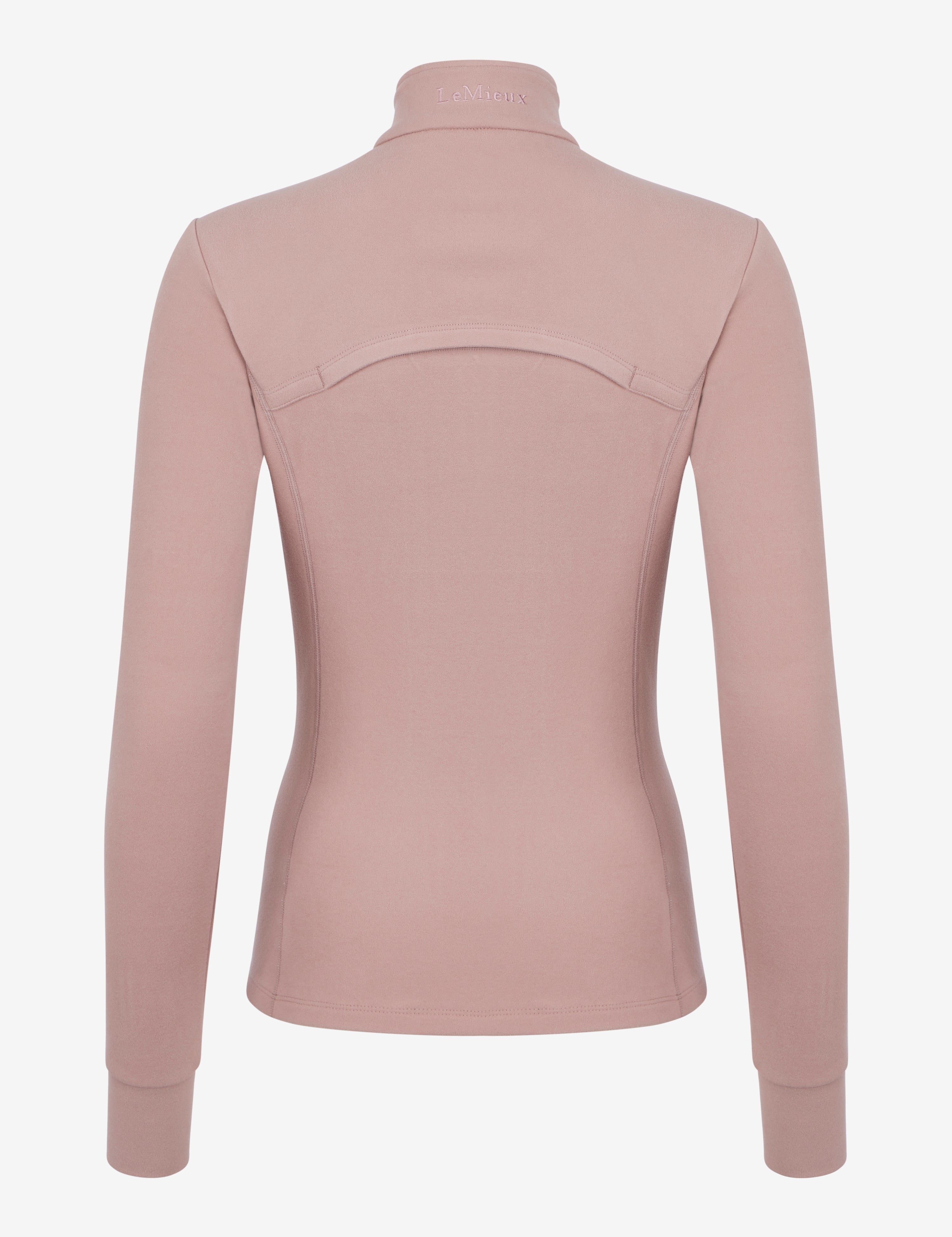 Back view of Wild Rose LeMieux Frances Quarter Zip Fleece on white background