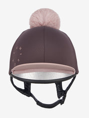 Front view of the Cocoa LeMieux Classique Pom Hat Silk on a white background
