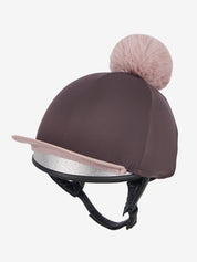 Side view of the Cocoa LeMieux Classique Pom Hat Silk on a white background