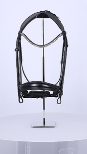 GIF of a Schockemohle Isabell Werth Bella Rose Dressage Bridle on a rotating platform