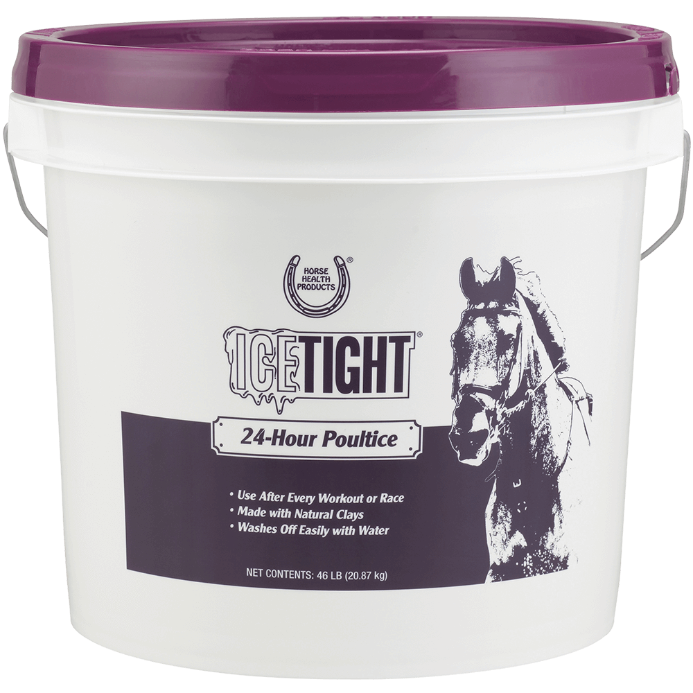 Front view of a 46 lb Horse Health Products Icetight Poultice on a white background