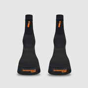Front view of a pair of black Incrediwear Circulation Hoof Socks on a plain background
