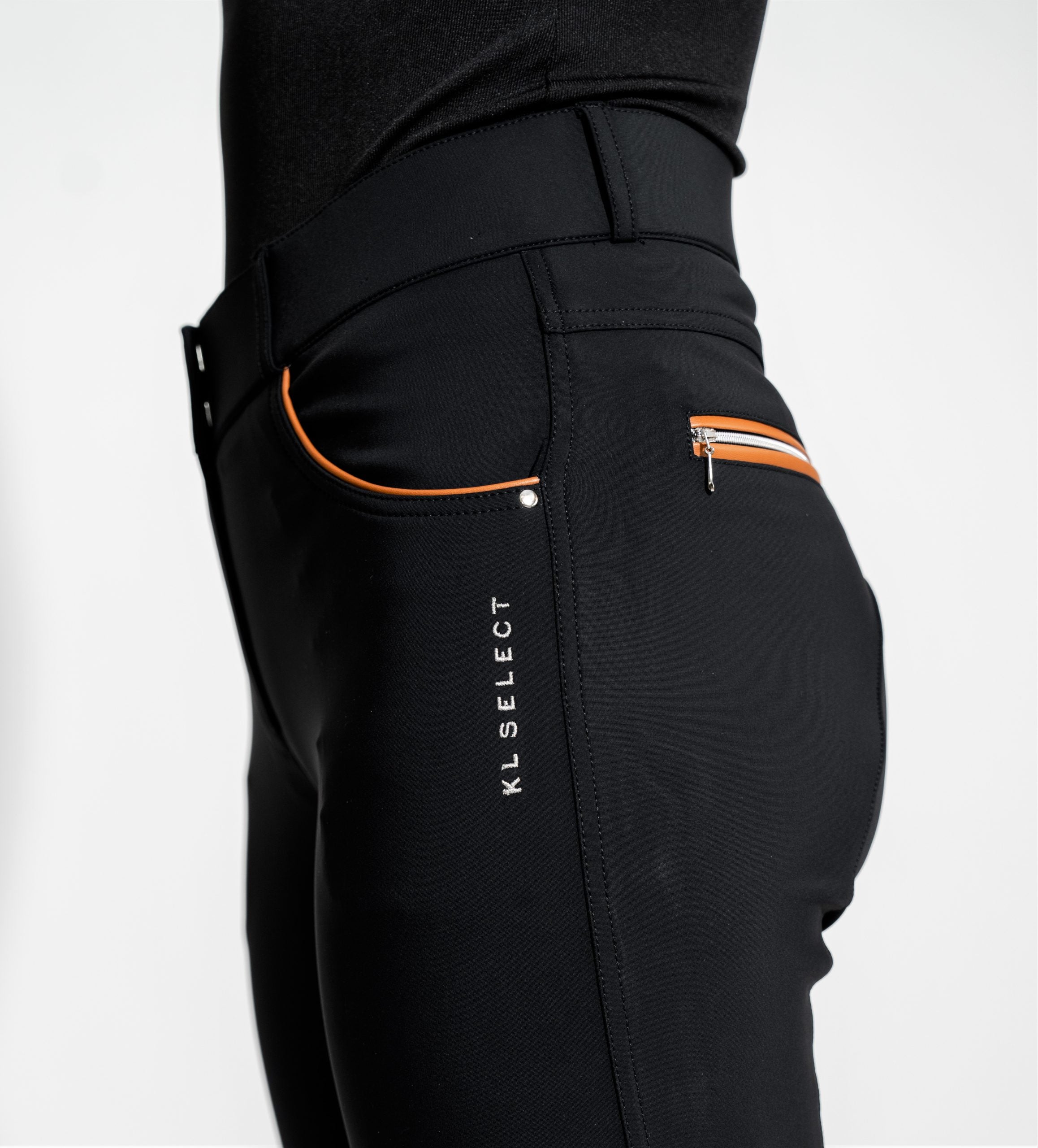 cognac KL Select Gabrielle Knee Patch Breech on a plain background