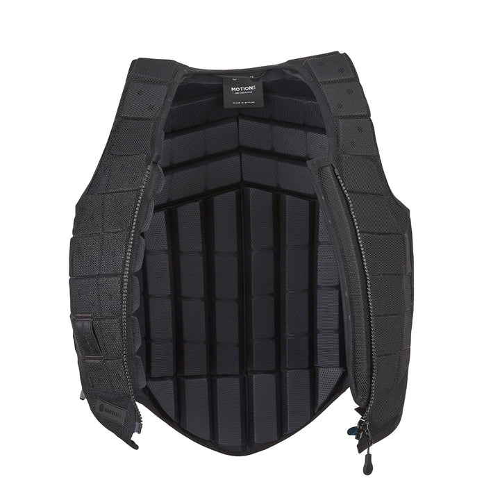 Front open view of the black RaceSafe Motion3 Body Protector on a white background