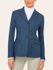 Front view of a model wearing the blue weave RJ Classics Monterey Show Coat on a plain background