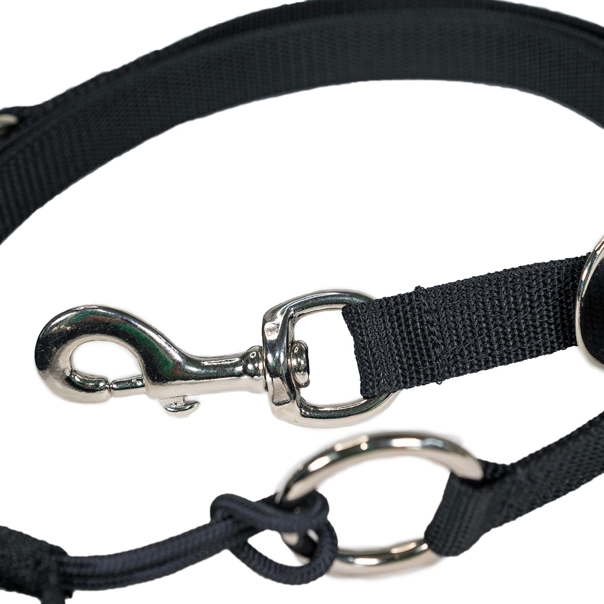 Close-up view of the black Nunn Finner Rapid Release Cross Tie on a white background