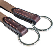 Close-up view of the havana Nunn Finer Elastic Running Martingale Attachment on a plain background