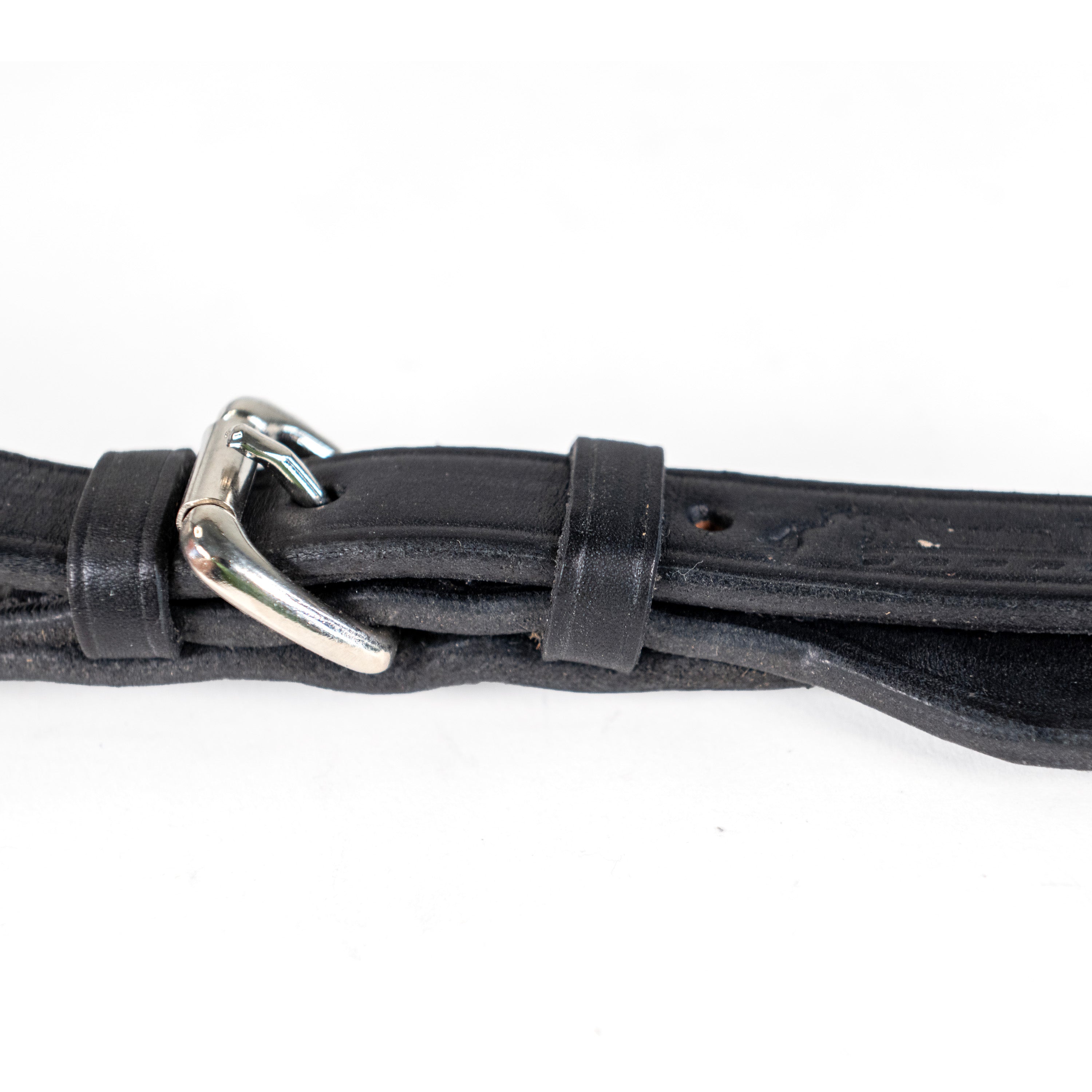 Close-up view of the black Nunn Finer Elastic Running Martingale Attachment on a plain background