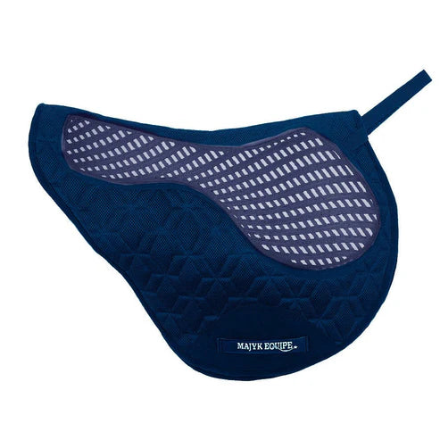 Side view of the navy and silver Majyk Equipe Contact-X Anti-Slip XC Pad on a white background