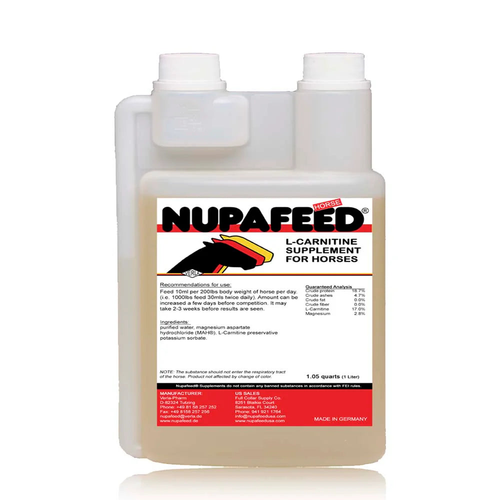 Front view of a 1 Liter bottle of Nupafeed L-Carnitine Daily Liquid on a white background