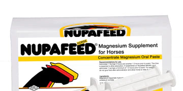 Front view of a case of 10 Nupafeed Magnesium Concentrate Oral Paste tubes on a white background