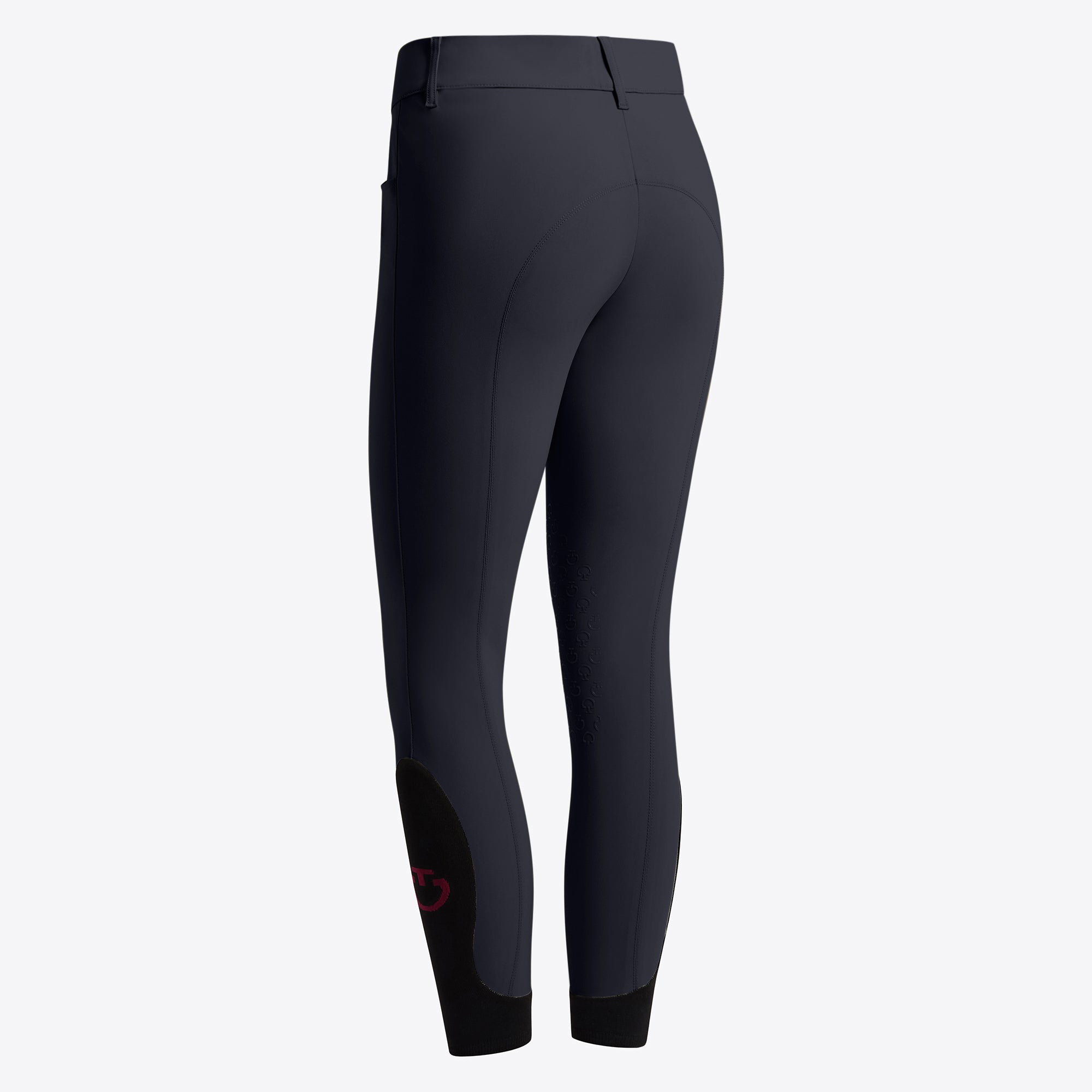 Back angled view of Cavalleria Toscana Knee Grip Jumping Breeches in dark gray