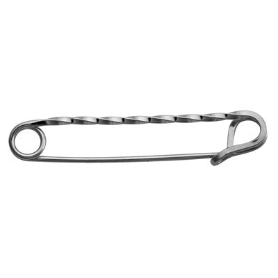 View of the silver twisted Perri's Stock Tie Pin on a white background