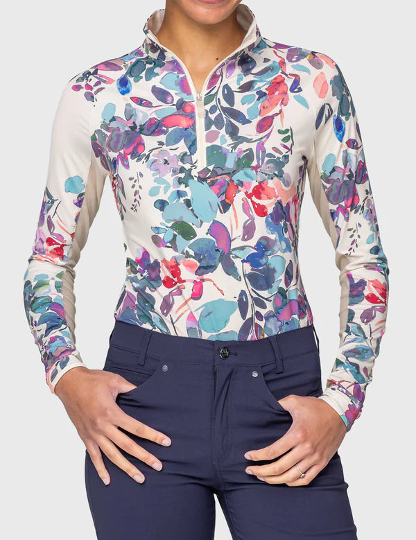 4 Zip Long Sleeve Sun Shirt on a plain background