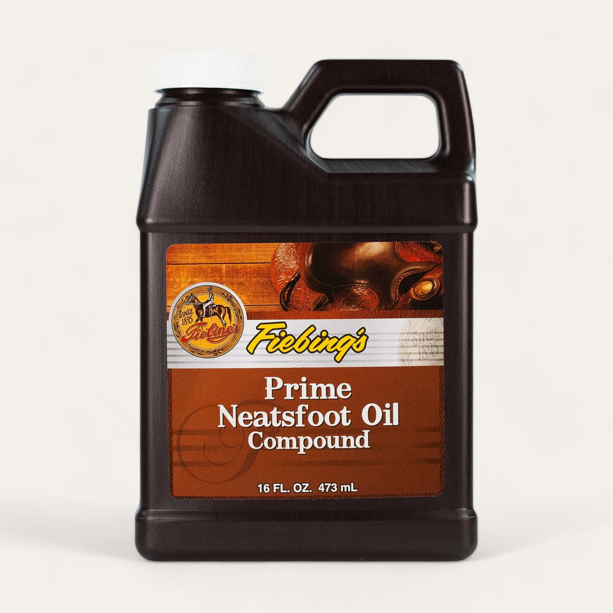 Front view of a 16 oz container of Fiebing's Prime Neatsfoot Oil Compound on a white background