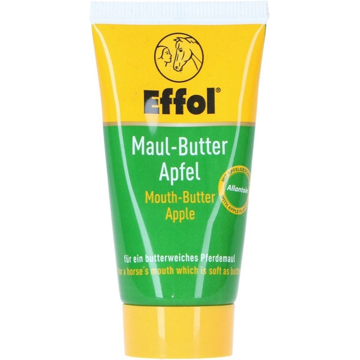 Front view of a tube of Effol Mouth Butter in the flavor Apple on a white background