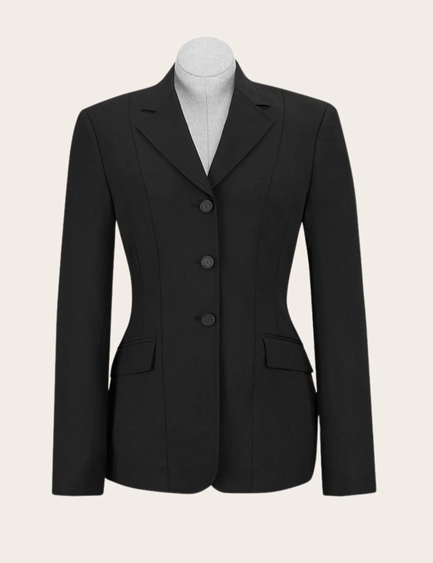 Front view of the black RJ Classics Skylar Show Coat on a white background