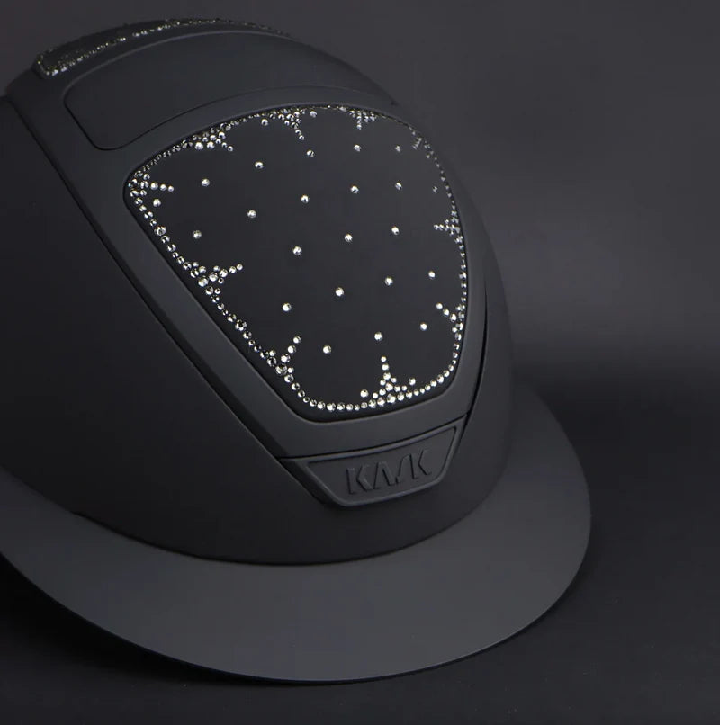 Angled front view of the Kask Star Lady Jessica Springsteen Edition on a black background