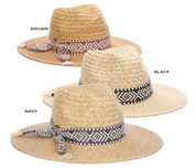 3 Dorfman Milano Florentino Hats with different hat band colors (black, brown, navy) on a white background