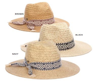 3 Dorfman Milano Florentino Hats with different hat band colors (black, brown, navy) on a white background