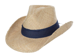 Angled front view of the Dorfman Milano Marleigh Hat with denim hat band
