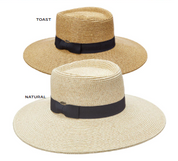 Two Dorfman Milano Diego Hats (one natrual, one toast) on a white background