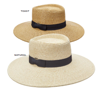 Two Dorfman Milano Diego Hats (one natrual, one toast) on a white background