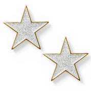 Front view of a pair of Shining Star Dubois Cheval Number Pin Charm on a white background