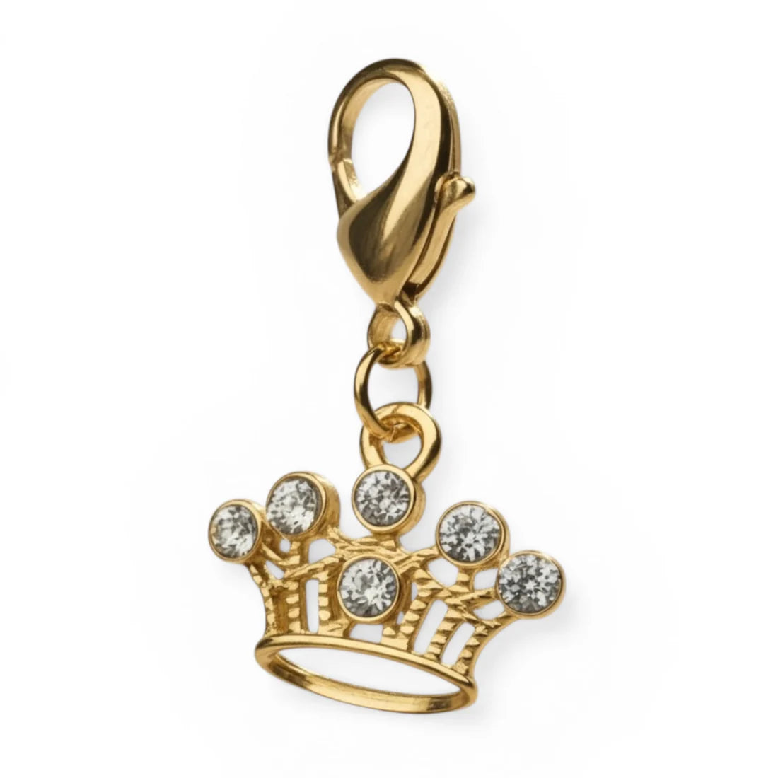 Front view of the gold crown Dubois Cheval Braid Charm on a white background