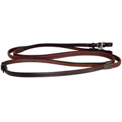 Full view of the brown Nunn Finer Super Grip Soft Grip Reins on a white background