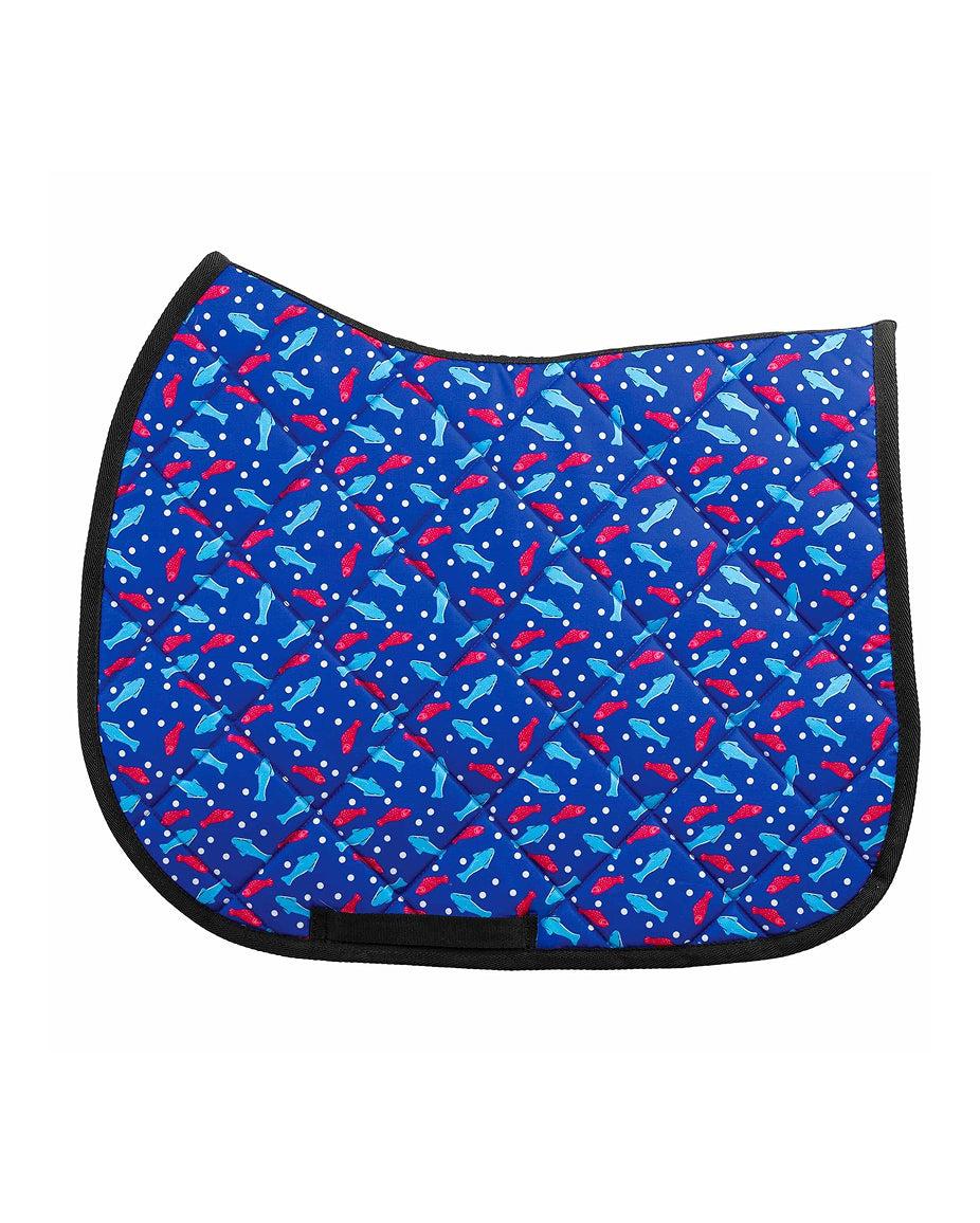 Side view of the Sweet-ish Fish Dreamers & Schemers Saddle Pad on a white background